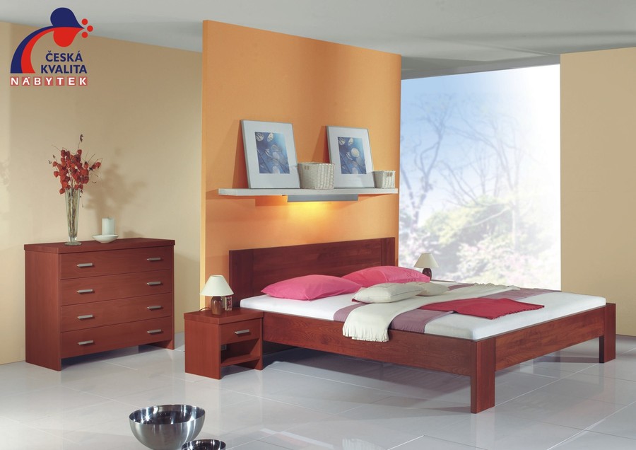 LENA - ložnice;postel,noční stolek, komoda, skříň